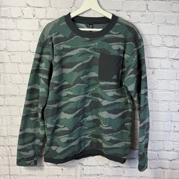 Adidas Mens Texture Printed Camo Golf Crewneck Sweatshirt Size Small - Picture 2 of 10